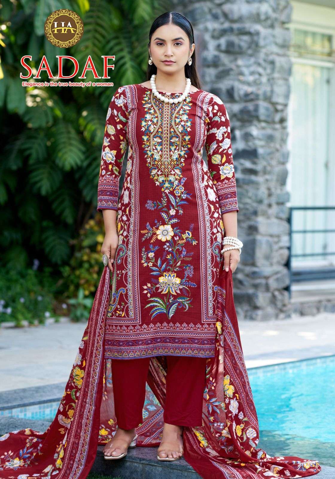HARSHIT FASHION HUB SADAF COTTON DIGITAL PRINT WITH FANCY WORK SUIT
