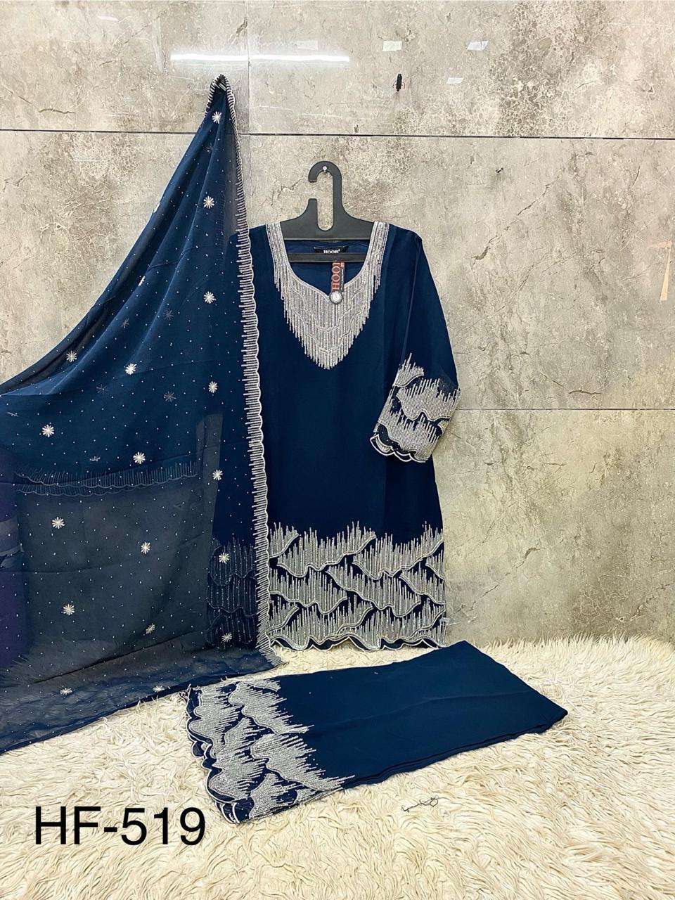 HOOR TEX HF 519 GEORGETTE HEAVY DESIGNER WORK READY MADE SUIT