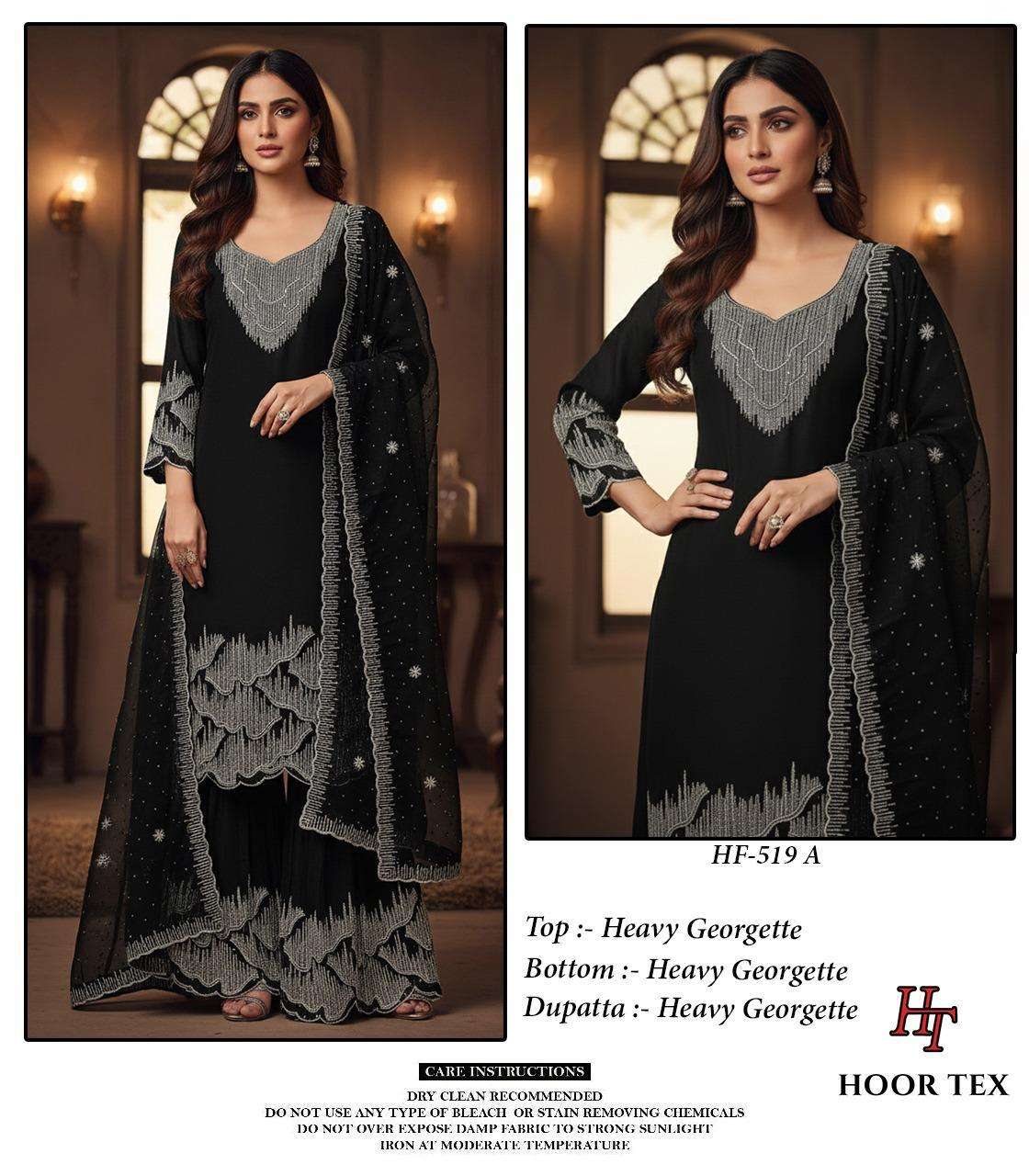 HOOR TEX HF 519 GEORGETTE HEAVY DESIGNER WORK READY MADE SUIT