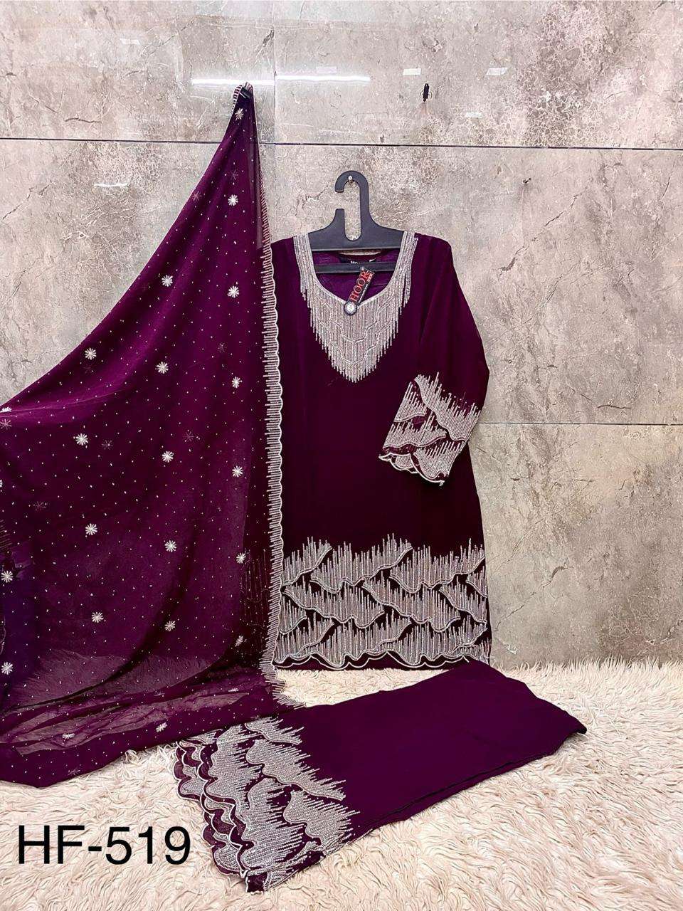 HOOR TEX HF 519 GEORGETTE HEAVY DESIGNER WORK READY MADE SUIT