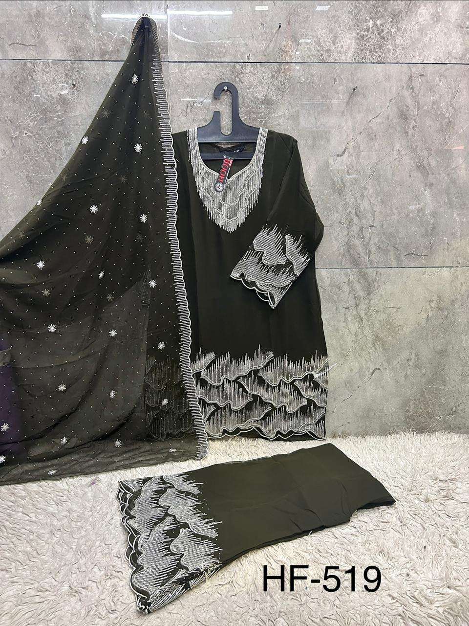 HOOR TEX HF 519 GEORGETTE HEAVY DESIGNER WORK READY MADE SUIT