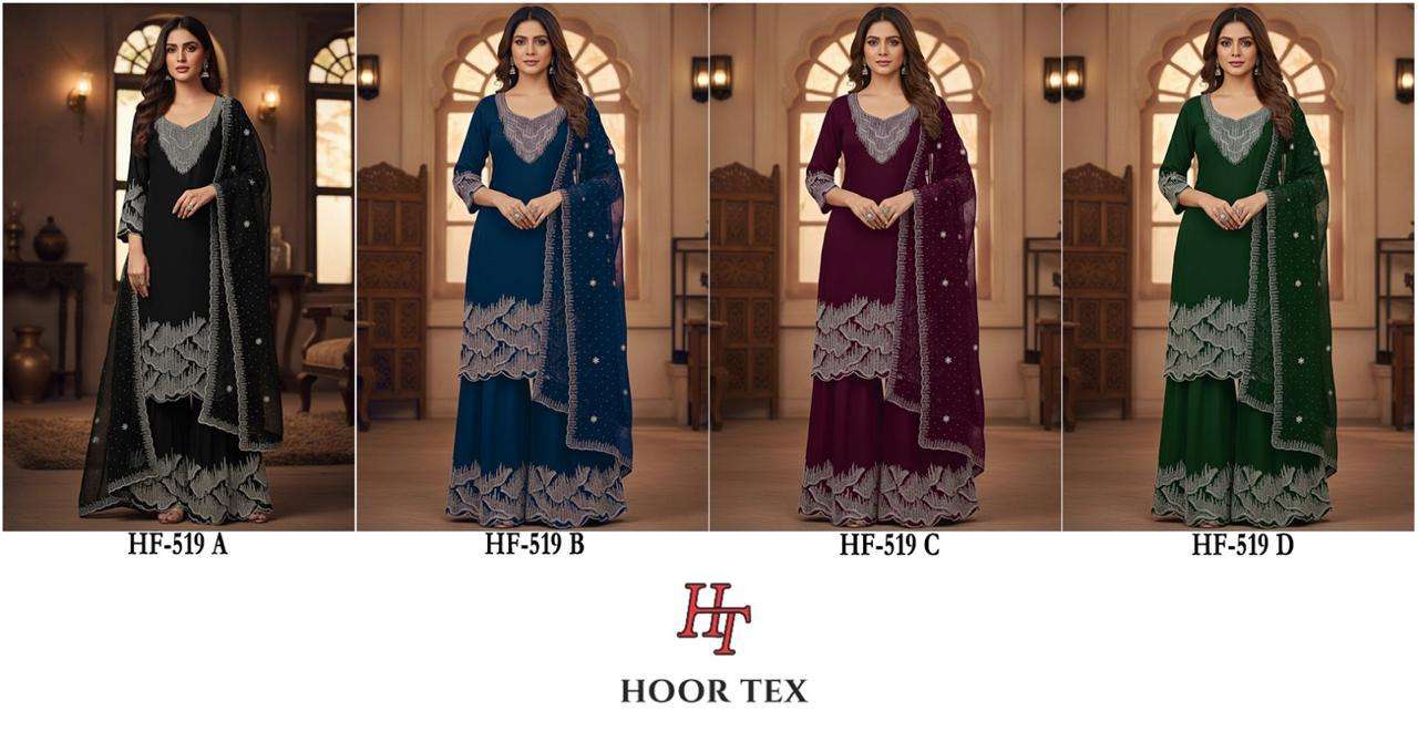 HOOR TEX HF 519 GEORGETTE HEAVY DESIGNER WORK READY MADE SUIT