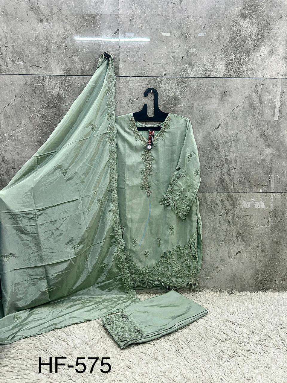 HOOR TEX HF 575 BEAUTIFUL DESIGNER WORK READY MADE PAKISTANI SUIT