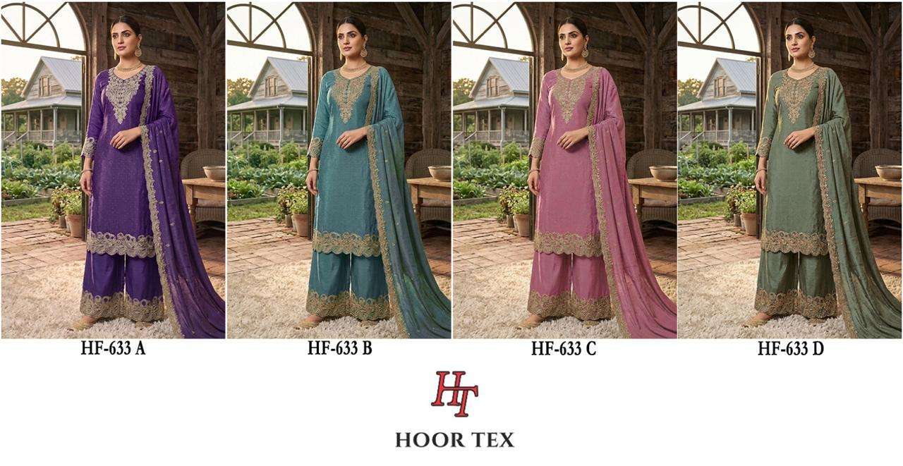 HOOR TEX HF 633 SILK EMBROIDERED DESIGNER READY MADE LADIES SUIT