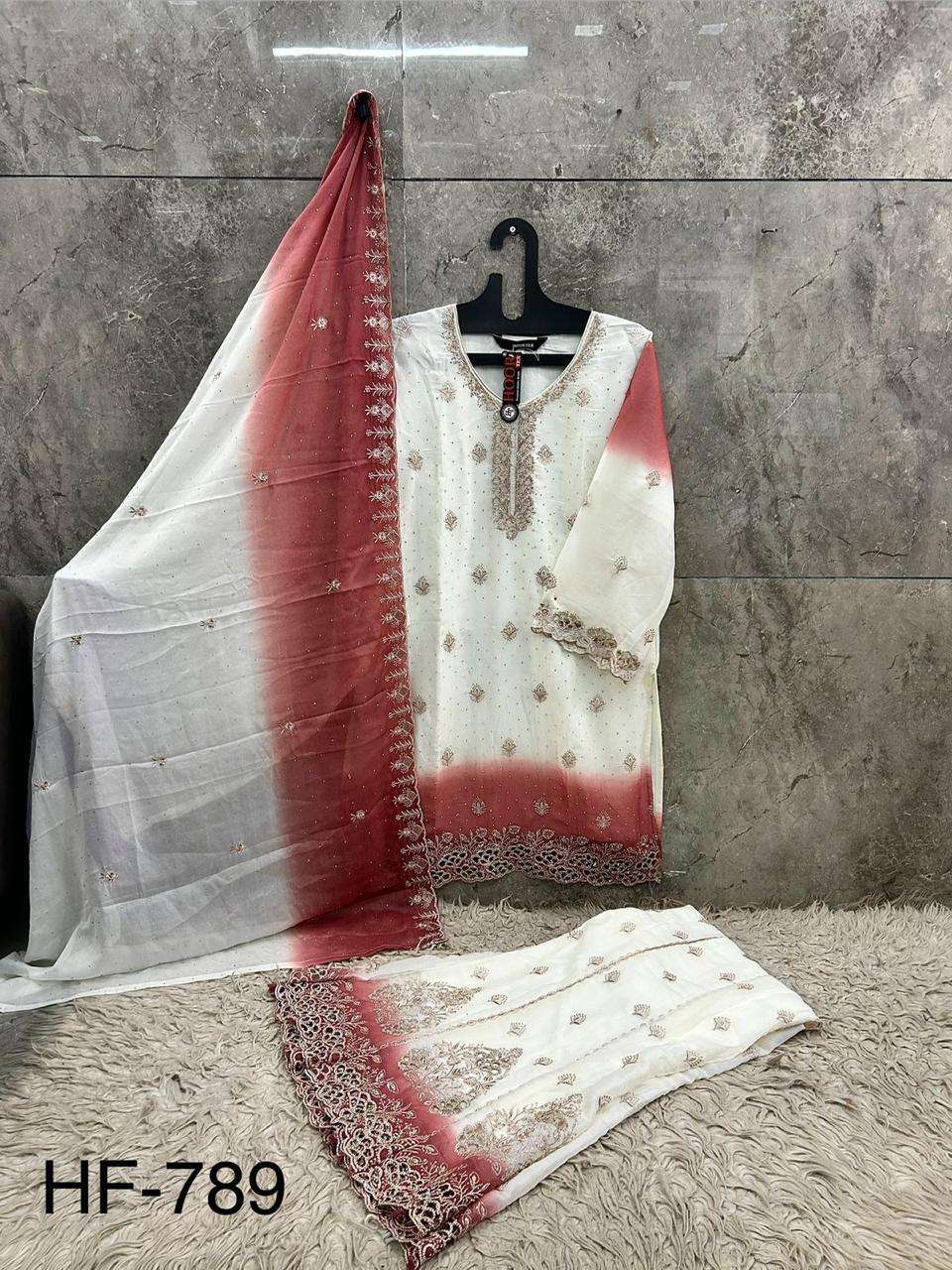 HOOR TEX HF 789 SHADED FABRIC BEAUTIFUL DESIGNER WORK READY MADE SUIT