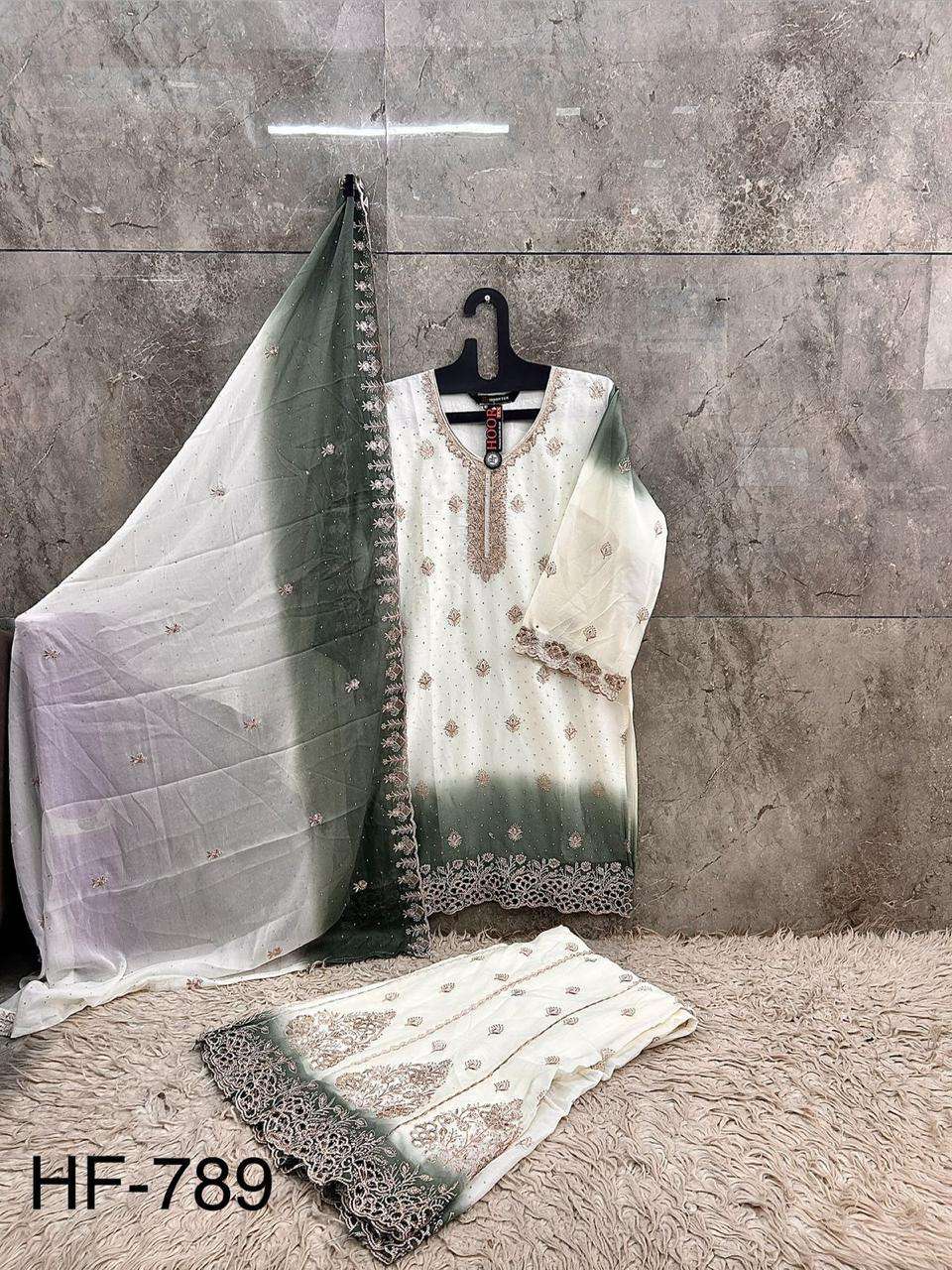HOOR TEX HF 789 SHADED FABRIC BEAUTIFUL DESIGNER WORK READY MADE SUIT