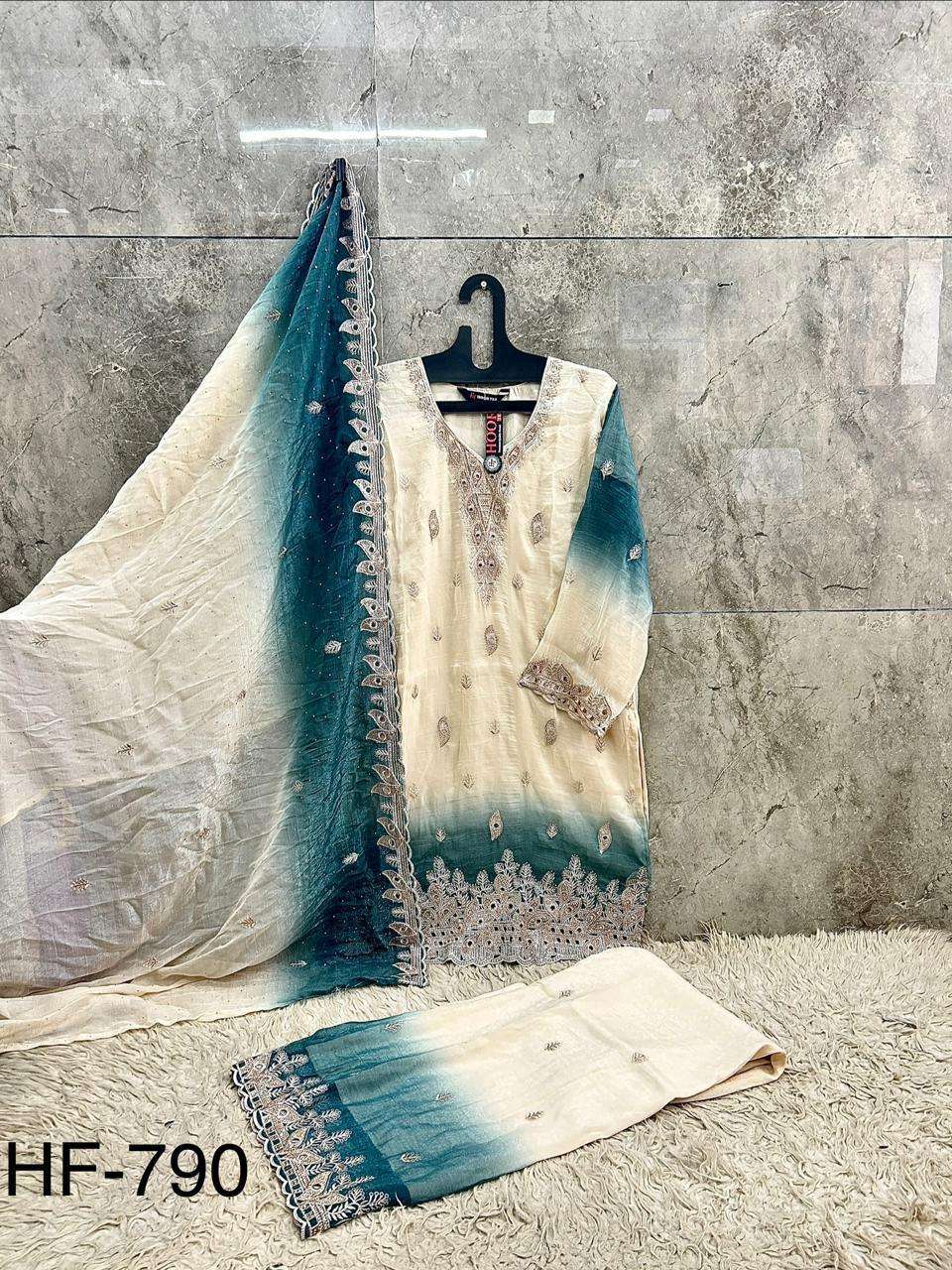 HOOR TEX HF 790 SHADED FABRIC BEAUTIFUL DESIGNER LOOK PARTY WEAR LADIES SUIT