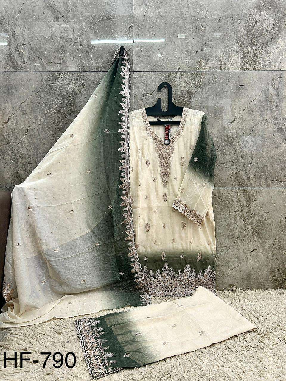 HOOR TEX HF 790 SHADED FABRIC BEAUTIFUL DESIGNER LOOK PARTY WEAR LADIES SUIT