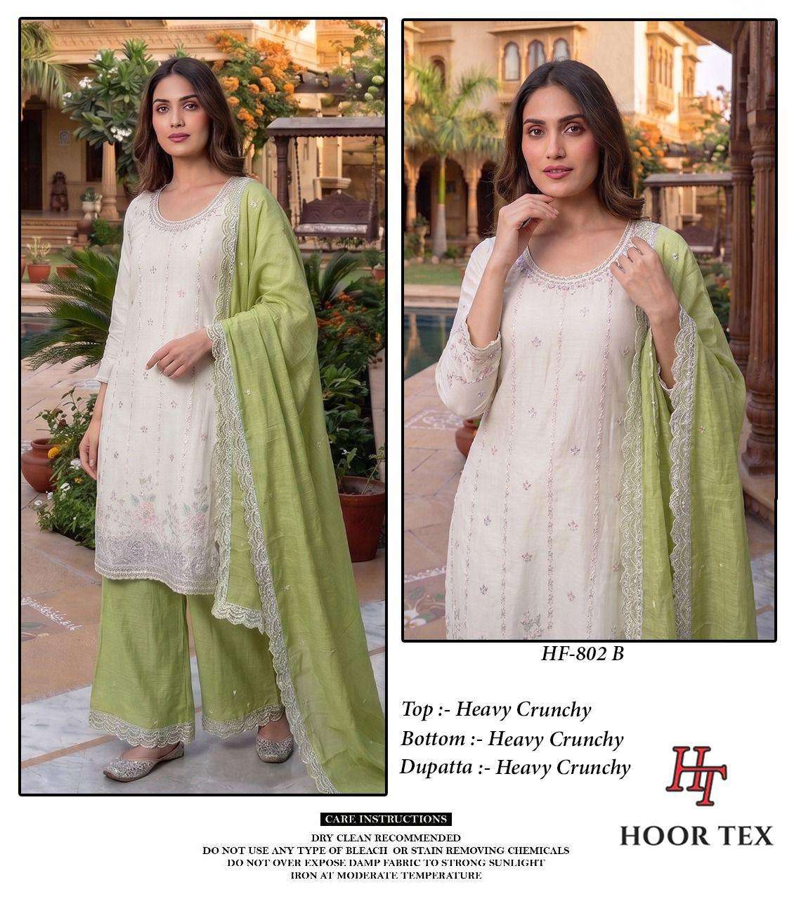 HOOR TEX HF 802 SILK BEAUTIFUL EMBROIDERY DESIGNER WORK READY MADE SUIT