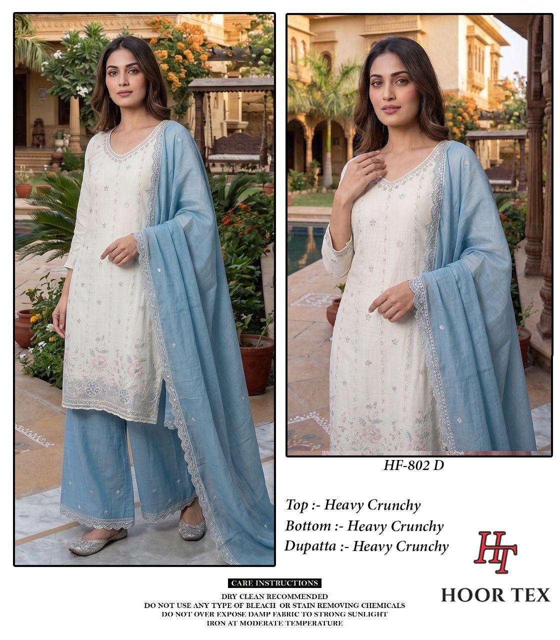 HOOR TEX HF 802 SILK BEAUTIFUL EMBROIDERY DESIGNER WORK READY MADE SUIT