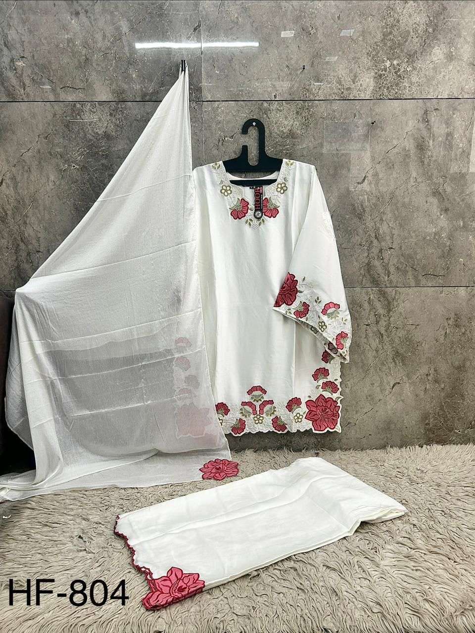 HOOR TEX HF 804 SATIN BEAUTIFUL EMBROIDERY DESIGNER WORK READY MADE SUIT