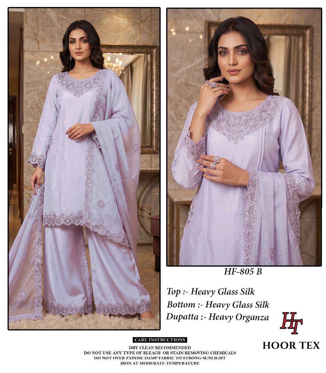 HOOR TEX HF 805 SILK EMBROIDERY DESIGNER WORK READY MADE PAKISTANI SUIT 