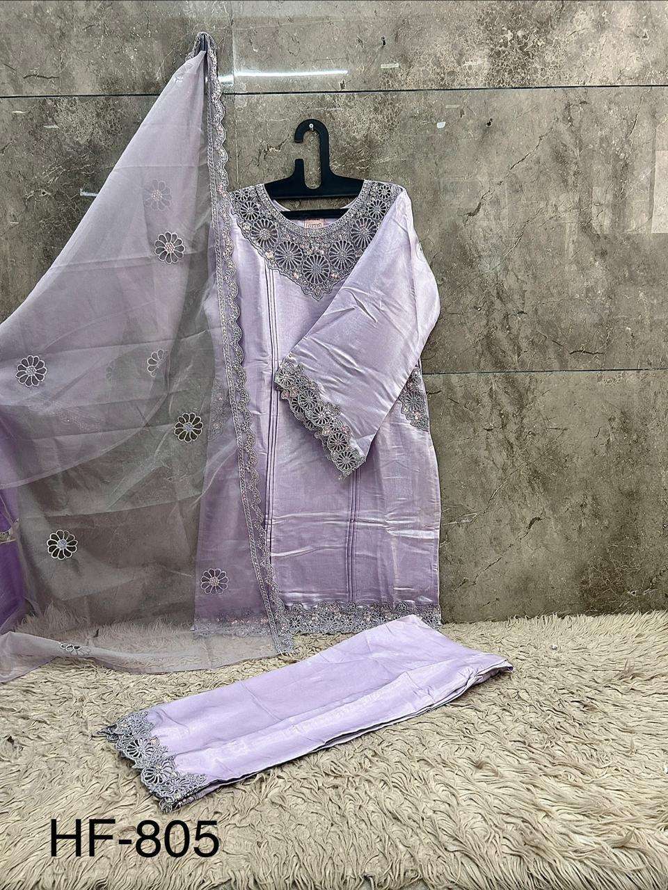 HOOR TEX HF 805 SILK EMBROIDERY DESIGNER WORK READY MADE PAKISTANI SUIT 