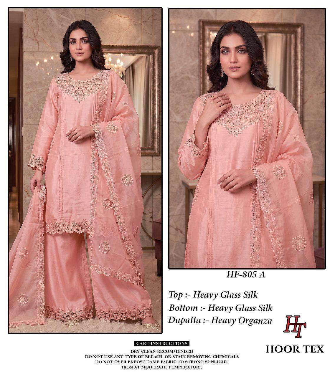 HOOR TEX HF 805 SILK EMBROIDERY DESIGNER WORK READY MADE PAKISTANI SUIT 