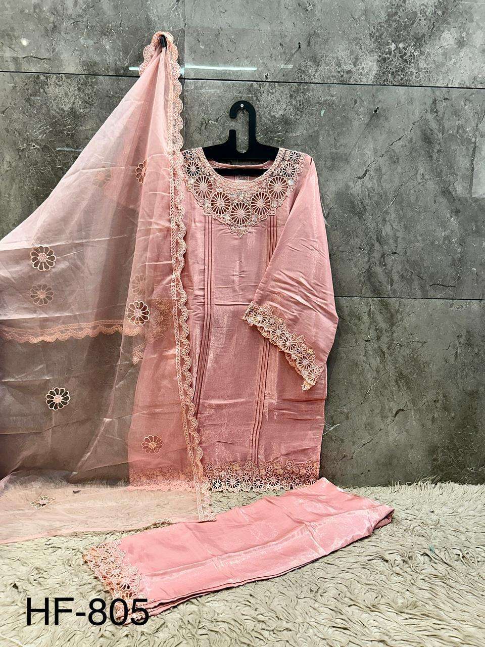 HOOR TEX HF 805 SILK EMBROIDERY DESIGNER WORK READY MADE PAKISTANI SUIT 