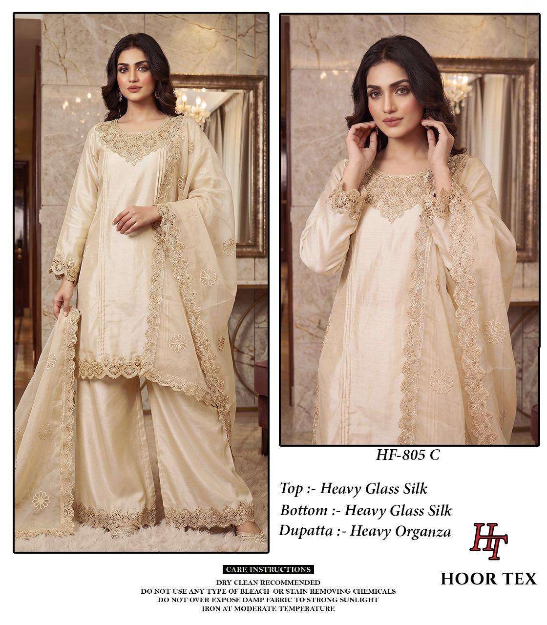 HOOR TEX HF 805 SILK EMBROIDERY DESIGNER WORK READY MADE PAKISTANI SUIT 