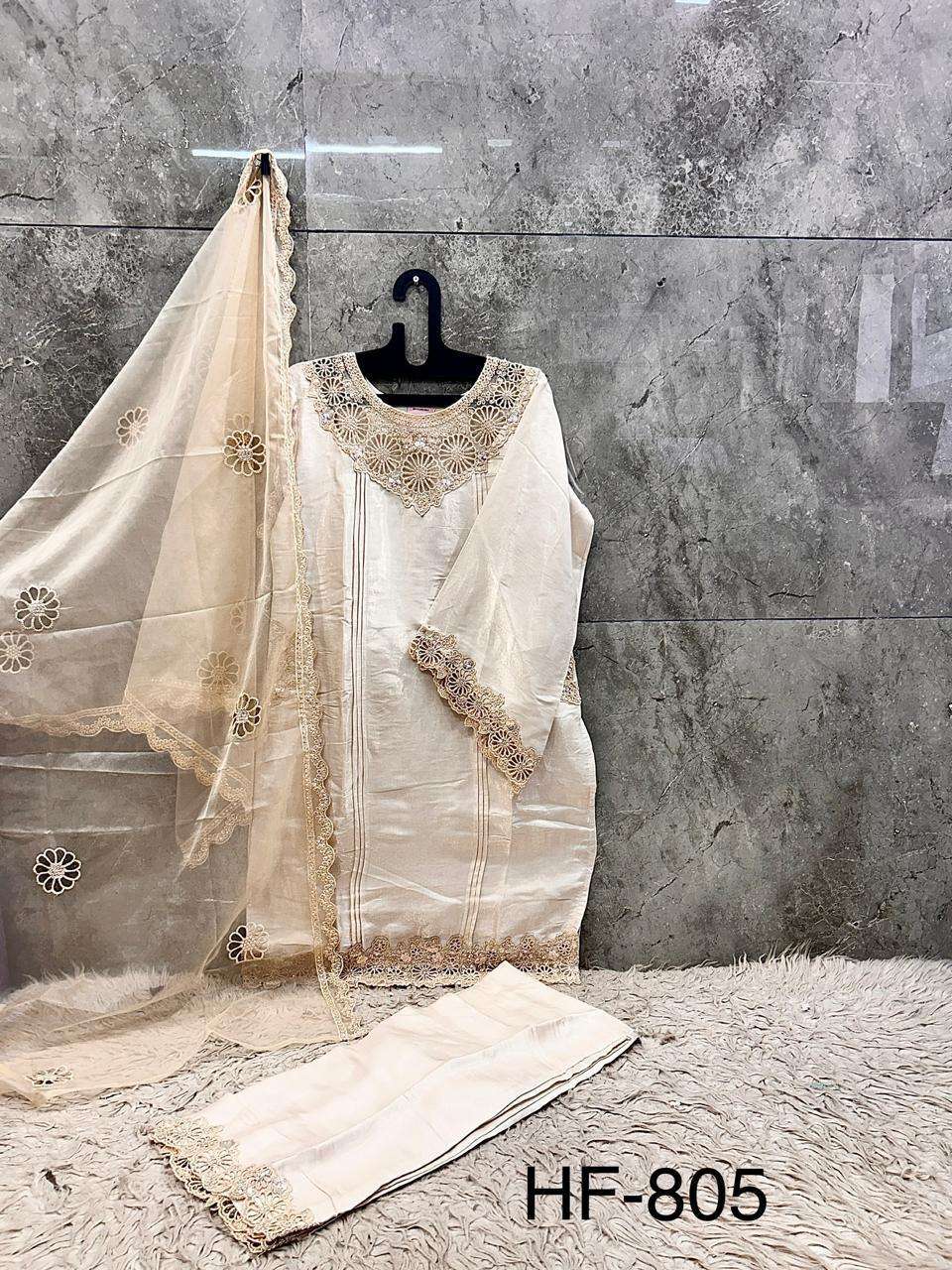 HOOR TEX HF 805 SILK EMBROIDERY DESIGNER WORK READY MADE PAKISTANI SUIT 