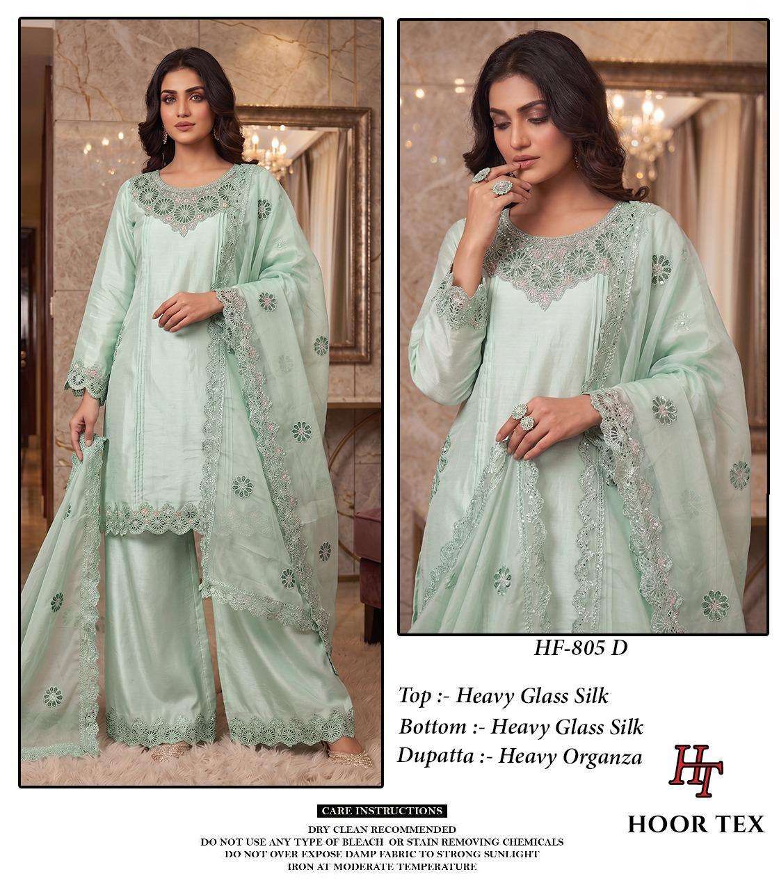 HOOR TEX HF 805 SILK EMBROIDERY DESIGNER WORK READY MADE PAKISTANI SUIT 
