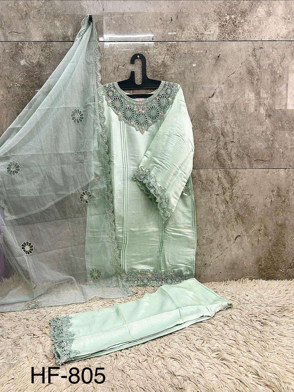 HOOR TEX HF 805 SILK EMBROIDERY DESIGNER WORK READY MADE PAKISTANI SUIT 