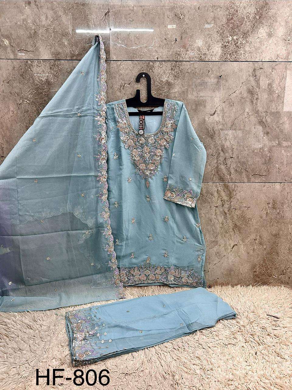 HOOR TEX HF 806 CHIFFON HEAVY EMBROIDERED DESIGNER READY MADE PAKISTANI SUIT