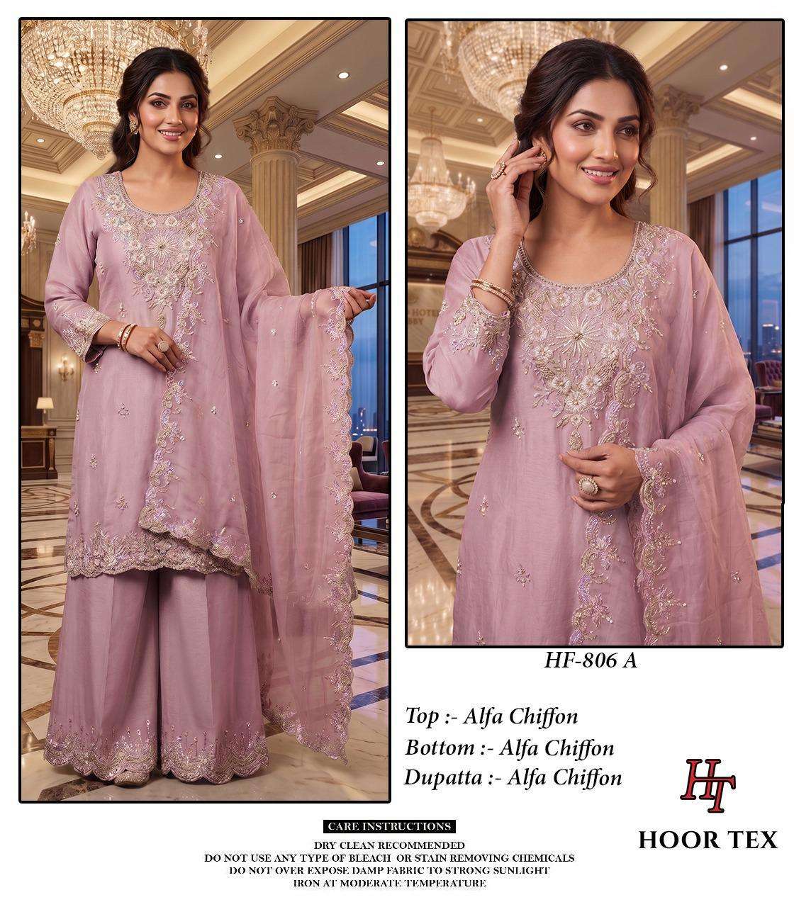 HOOR TEX HF 806 CHIFFON HEAVY EMBROIDERED DESIGNER READY MADE PAKISTANI SUIT