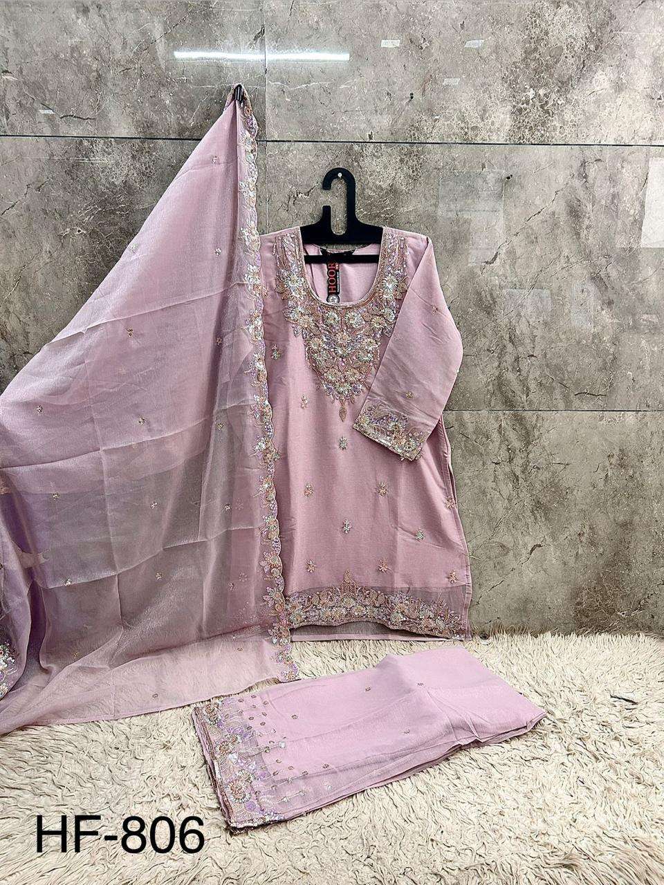 HOOR TEX HF 806 CHIFFON HEAVY EMBROIDERED DESIGNER READY MADE PAKISTANI SUIT