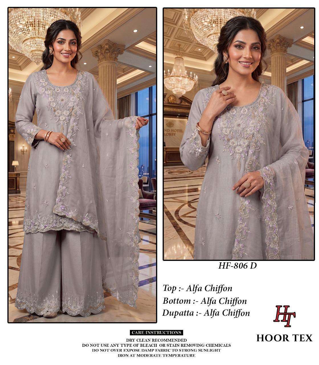 HOOR TEX HF 806 CHIFFON HEAVY EMBROIDERED DESIGNER READY MADE PAKISTANI SUIT