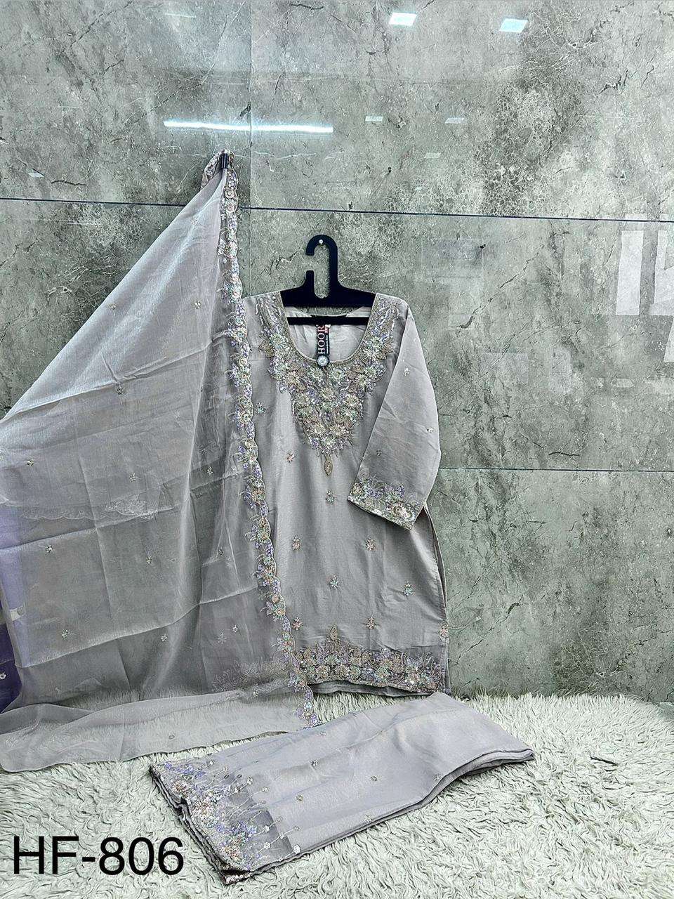 HOOR TEX HF 806 CHIFFON HEAVY EMBROIDERED DESIGNER READY MADE PAKISTANI SUIT