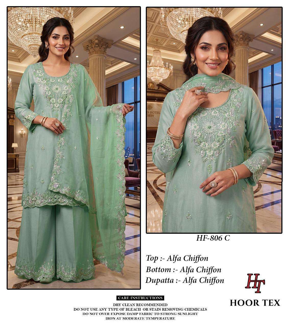 HOOR TEX HF 806 CHIFFON HEAVY EMBROIDERED DESIGNER READY MADE PAKISTANI SUIT