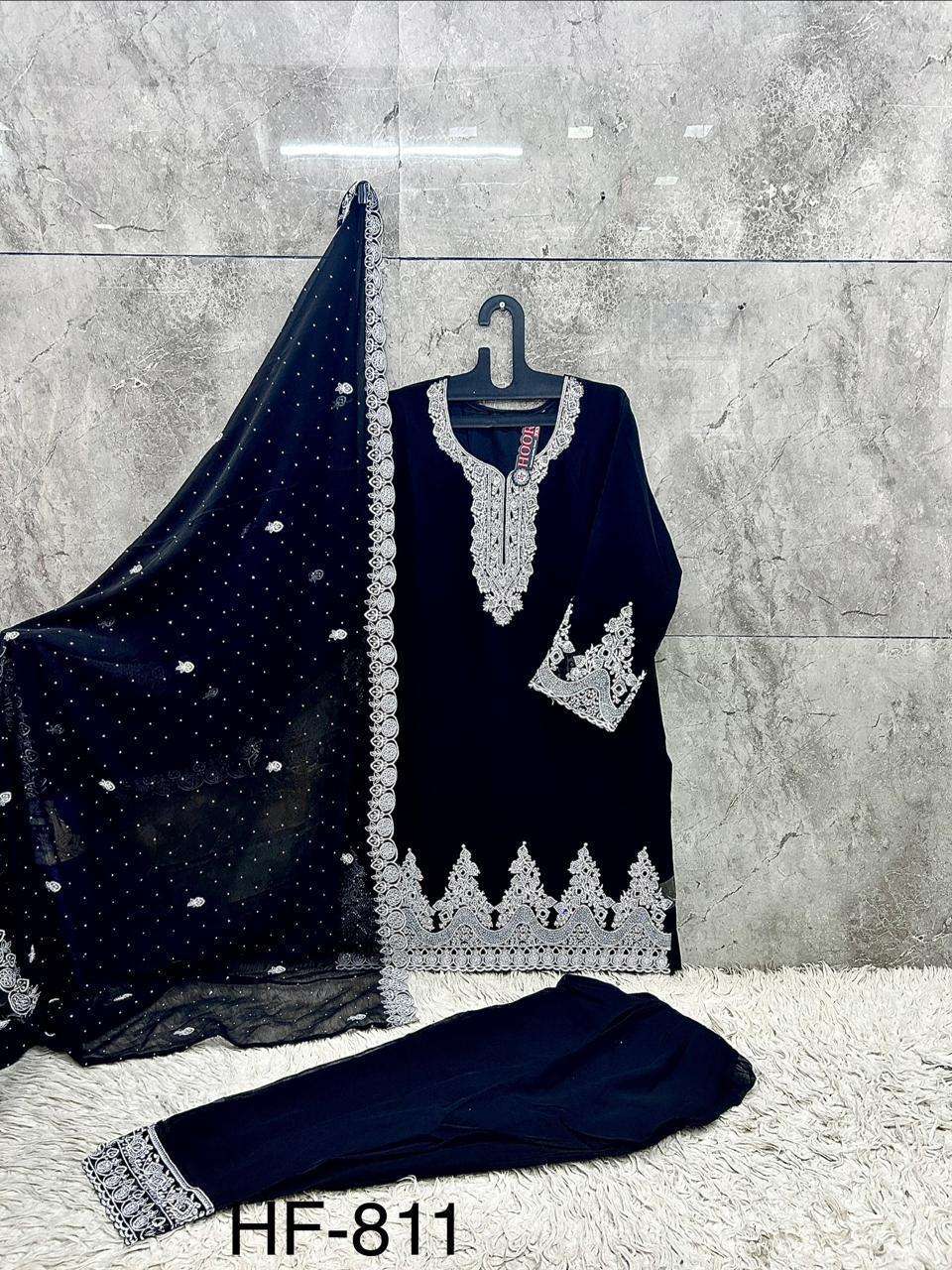 HOOR TEX  HF 811 GEORGETTE EMBROIDERY DESIGNER WORK READY MADE SUIT