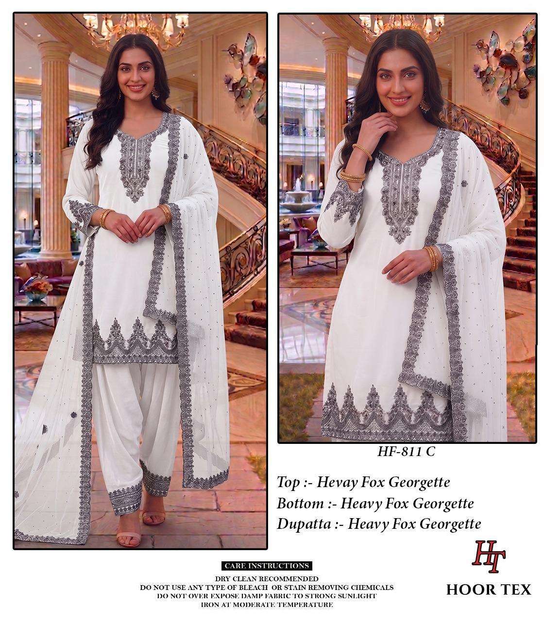 HOOR TEX  HF 811 GEORGETTE EMBROIDERY DESIGNER WORK READY MADE SUIT