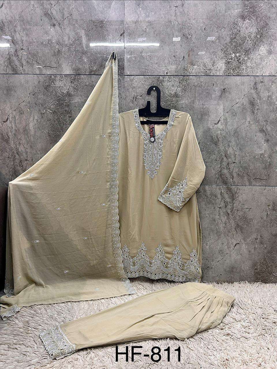 HOOR TEX  HF 811 GEORGETTE EMBROIDERY DESIGNER WORK READY MADE SUIT