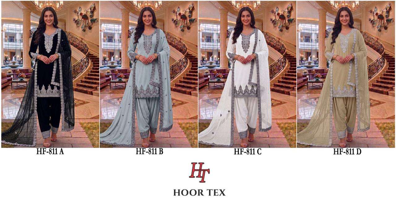 HOOR TEX  HF 811 GEORGETTE EMBROIDERY DESIGNER WORK READY MADE SUIT