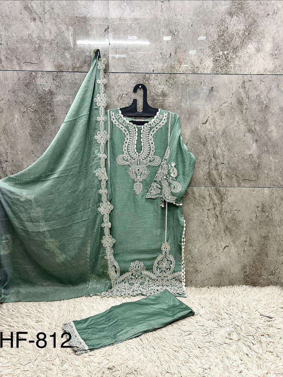 HOOR TEX HF 812 CHIFFON HEAVY EMBROIDERED DESIGNER READY MADE LADIES SUIT