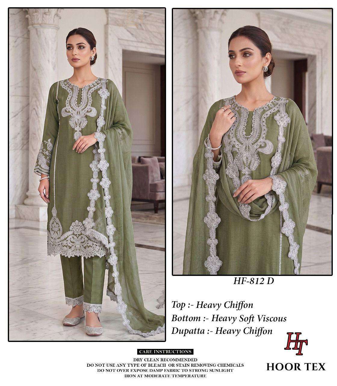 HOOR TEX HF 812 CHIFFON HEAVY EMBROIDERED DESIGNER READY MADE LADIES SUIT