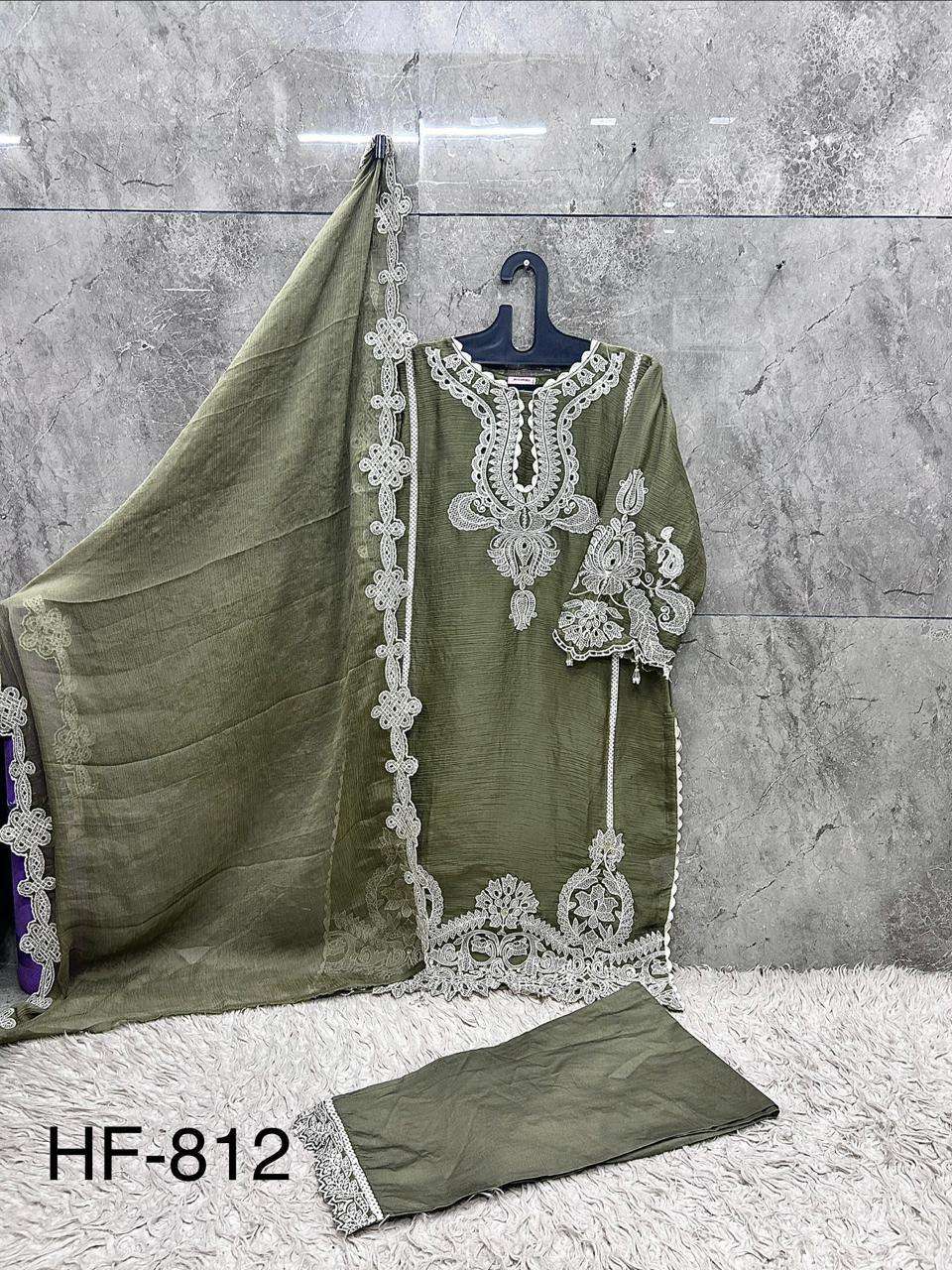 HOOR TEX HF 812 CHIFFON HEAVY EMBROIDERED DESIGNER READY MADE LADIES SUIT