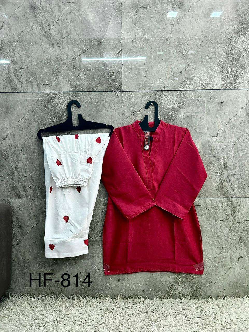 HOOR TEX  HF 814 VISCOSE FANCY PAKISTANI STYLE KURTI WITH FARSHI BOTTOM 