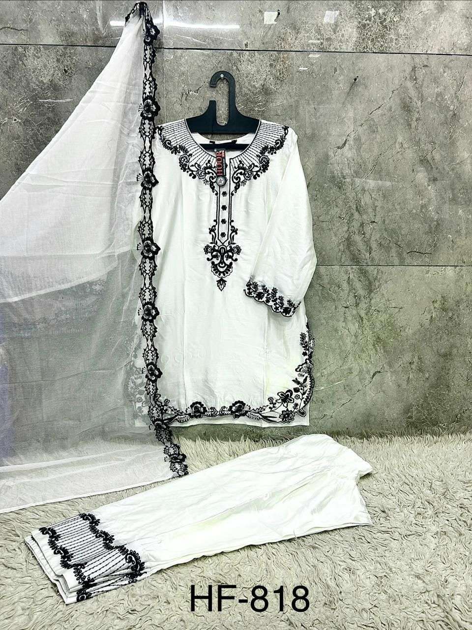 HOOR TEX HF 818 SATIN BEAUTIFUL DESIGNER WORK READY MADE PAKISTANI SUIT