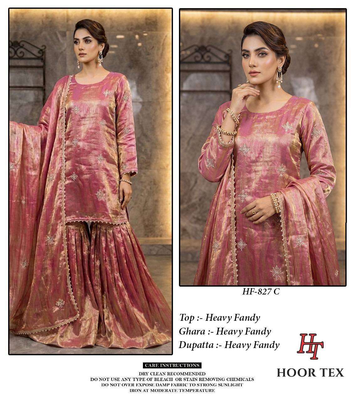 HOOR TEX HF 827 SILK BEAUTIFUL DESIGNER READY MADE PAKISTANI SUIT