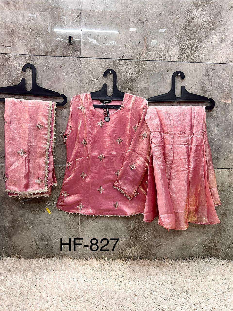 HOOR TEX HF 827 SILK BEAUTIFUL DESIGNER READY MADE PAKISTANI SUIT