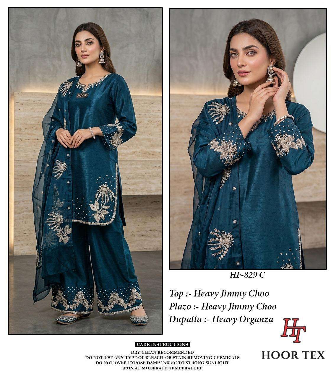 HOOR TEX HF 829 JIMMY CHOO FABRIC BEAUTIFUL DESIGNER WORK READY MADE PAKISTANI SUIT