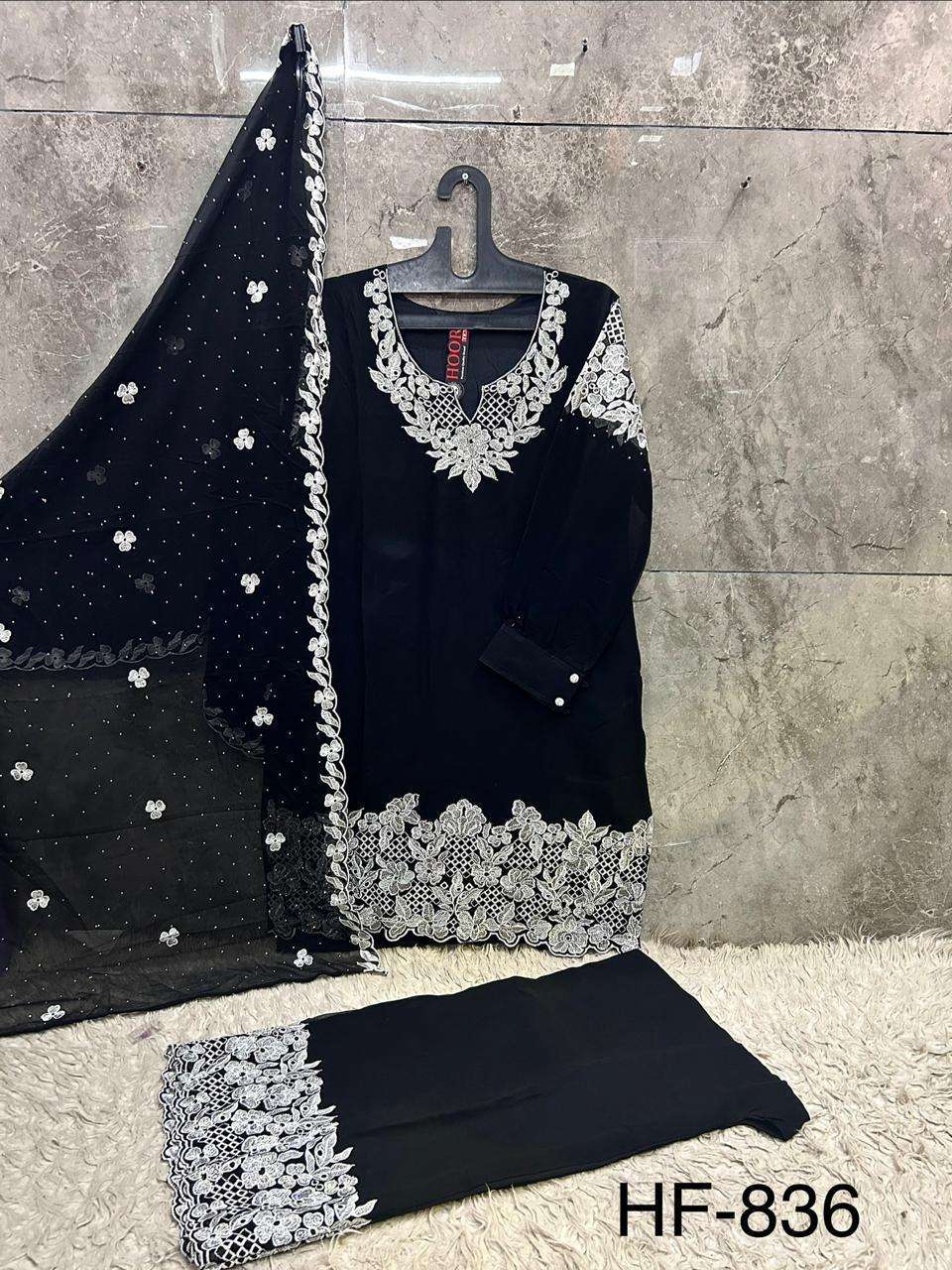 HOOR TEX HF 836 GEORGETTE HEAVY EMBROIDERED DESIGNER READY MADE PAKISTANI SUIT