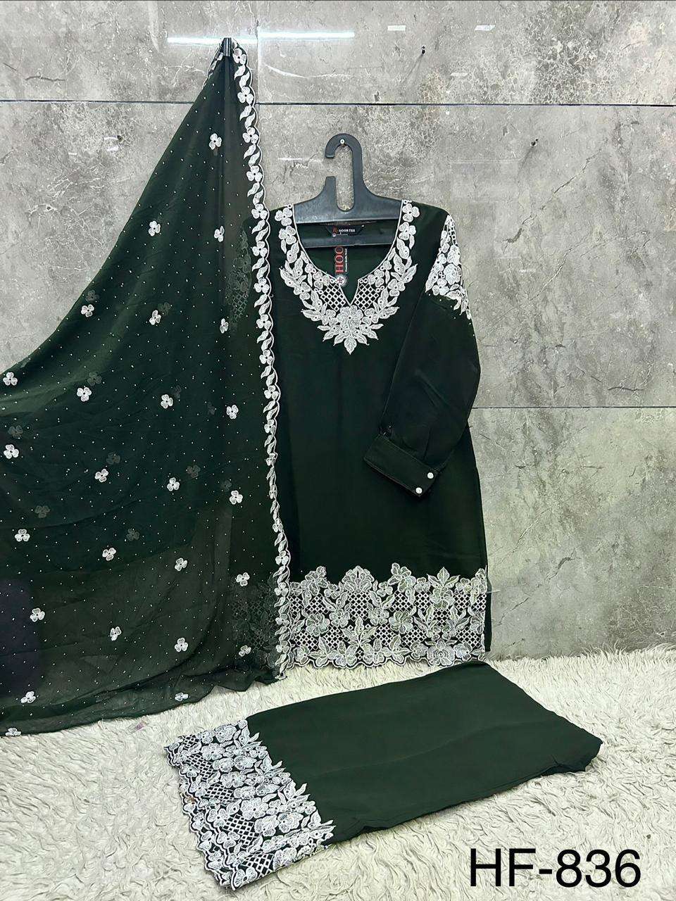 HOOR TEX HF 836 GEORGETTE HEAVY EMBROIDERED DESIGNER READY MADE PAKISTANI SUIT