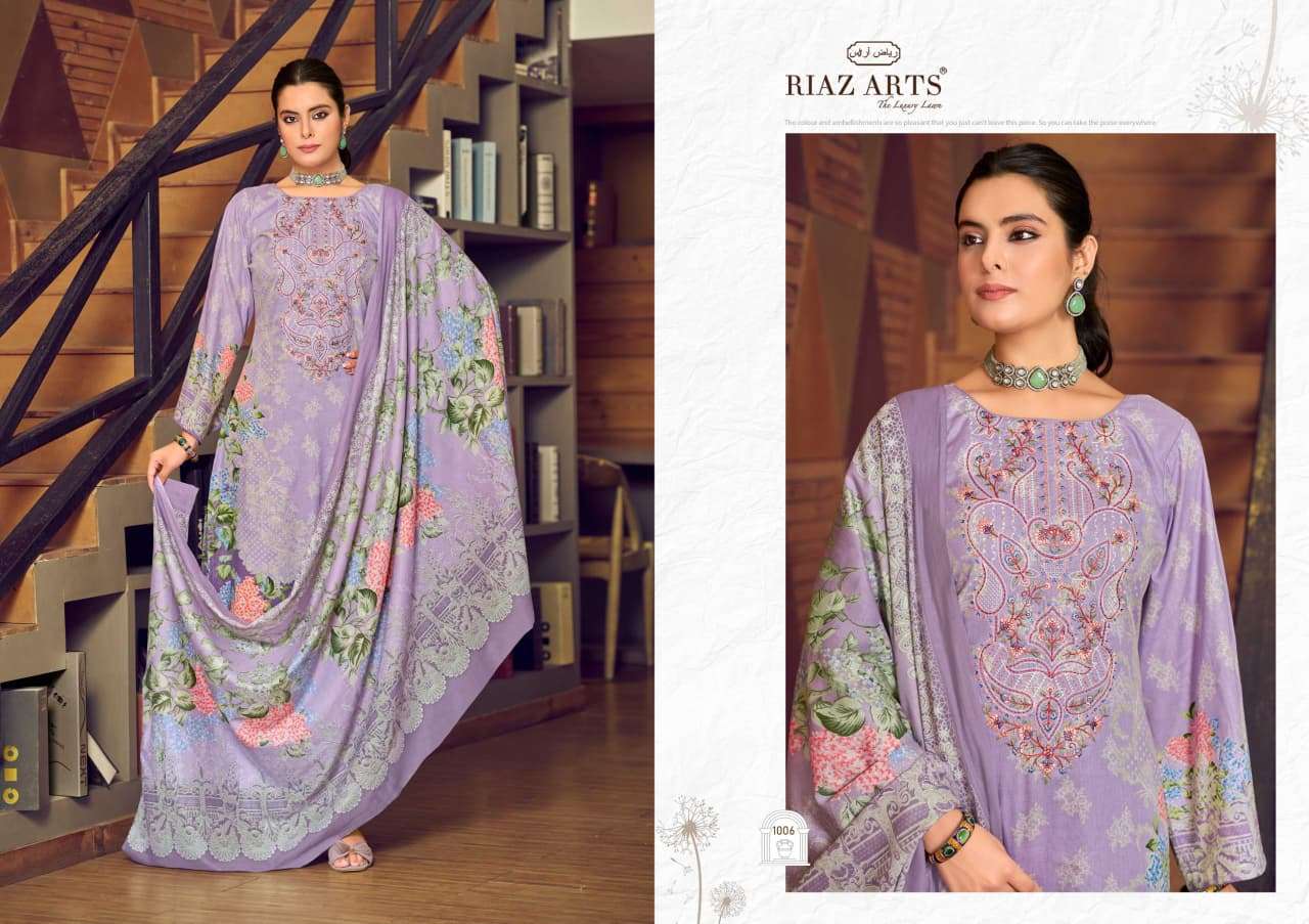 RIAZ ARTS MUSAFIR VOL 32 LAWN COTTON PRINT WITH FANCY EMBROIDERY WORK SUIT