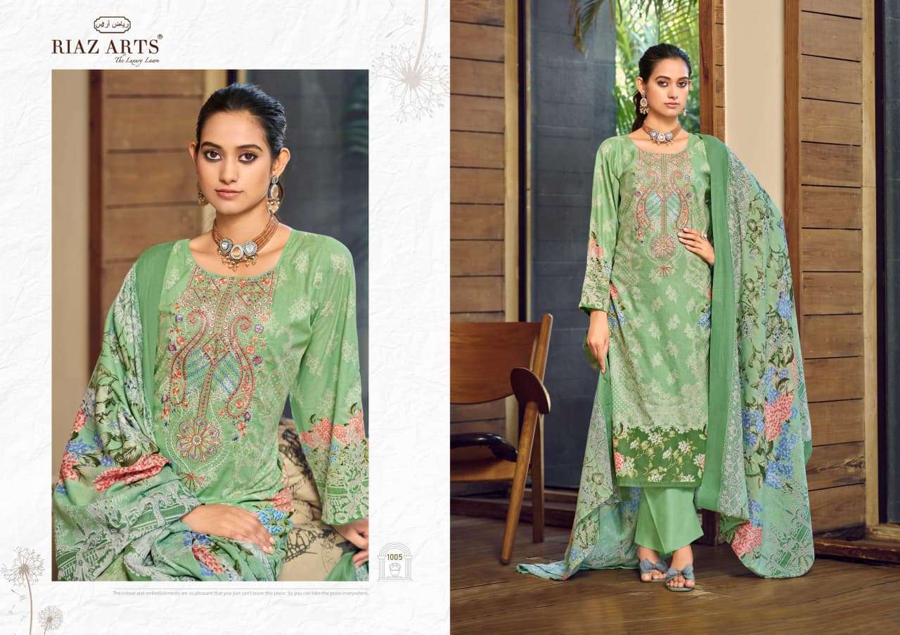 RIAZ ARTS MUSAFIR VOL 32 LAWN COTTON PRINT WITH FANCY EMBROIDERY WORK SUIT