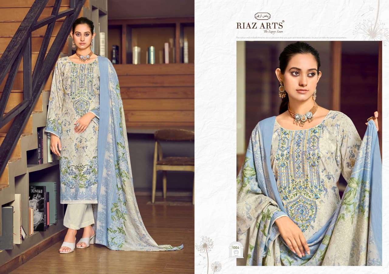 RIAZ ARTS MUSAFIR VOL 32 LAWN COTTON PRINT WITH FANCY EMBROIDERY WORK SUIT