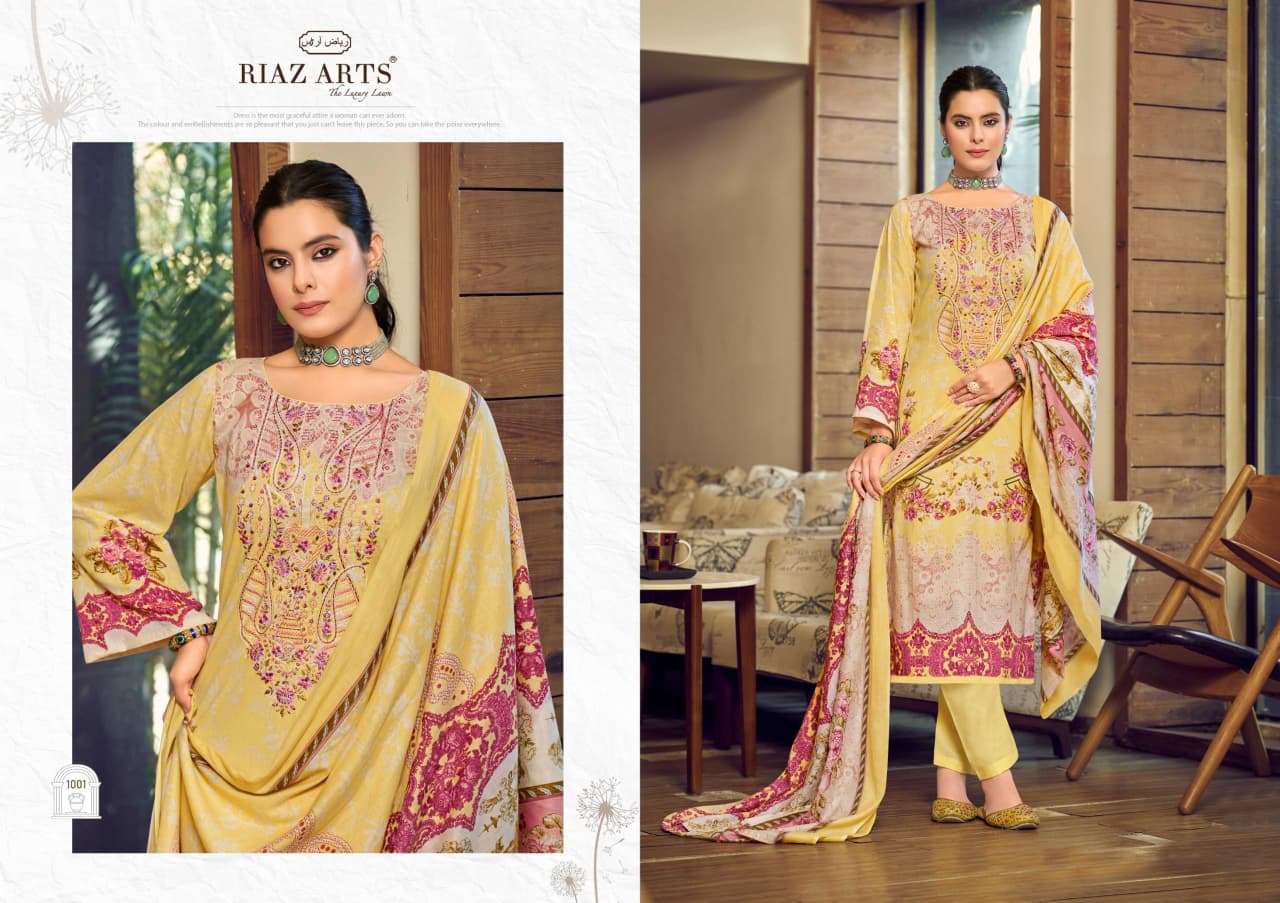 RIAZ ARTS MUSAFIR VOL 32 LAWN COTTON PRINT WITH FANCY EMBROIDERY WORK SUIT