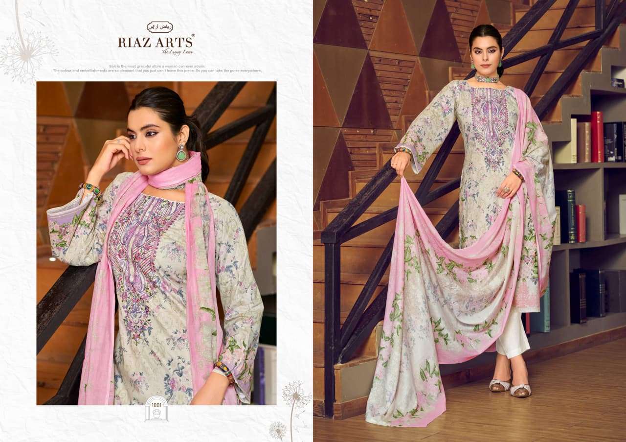 RIAZ ARTS MUSAFIR VOL 32 LAWN COTTON PRINT WITH FANCY EMBROIDERY WORK SUIT