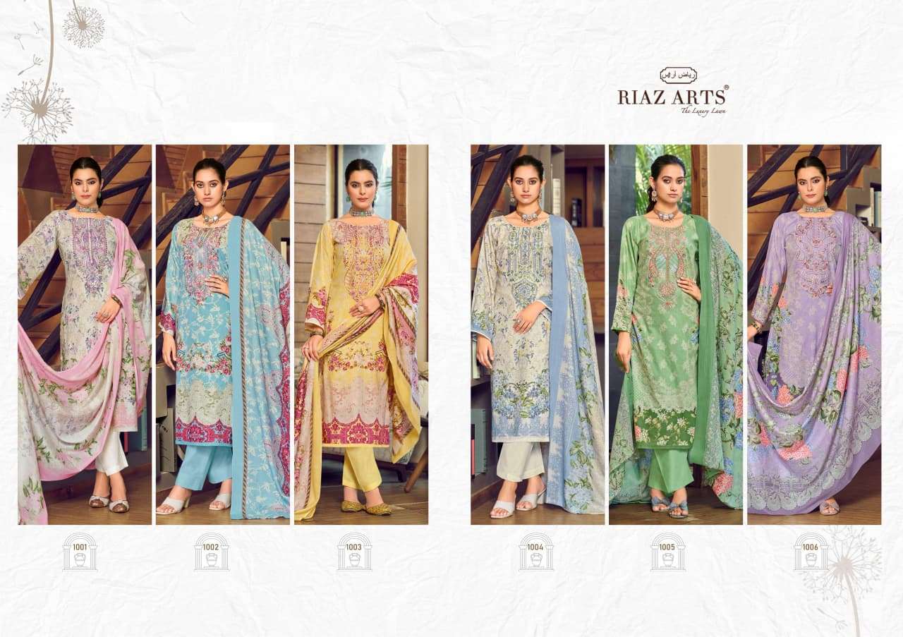 RIAZ ARTS MUSAFIR VOL 32 LAWN COTTON PRINT WITH FANCY EMBROIDERY WORK SUIT