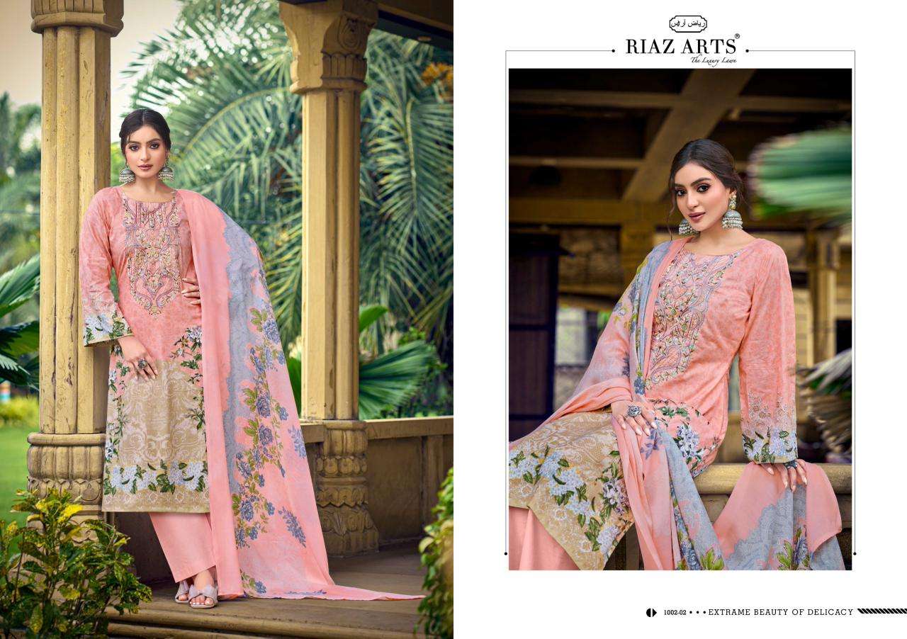 RIAZ ARTS MUSAFIR VOL 35 LAWN COTTON PRINT WITH EMBROIDERIS WORK SUIT